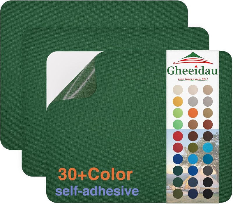 Gheeidau Canvas Repair Patch 9×11 Inch 3Pcs Waterproof Self-Adhesive Fabric Repair Patch for Tents,Boat Cover,Pop Up Canopy,Patio,Bags,Car Seats,Sofas,Furniture Cover(Bottle Green) - Image 1